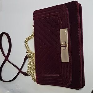 Aldo Red and Gold Crossbody Bag with Quilted Design